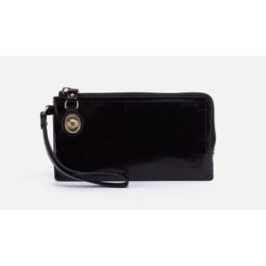 Elegant Black Leather Wristlet